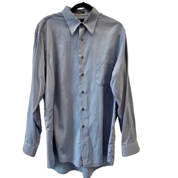 Calvin Klein Men’s Textured Birdseye Button-Down Shirt Blue Cotton Size Large - Picture 1 of 8